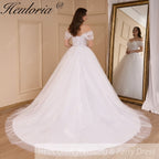 HEULORIA Boho Wedding Dress off shoulder lace applique bride dress plus size robe de mariee A line Wedding Bridal Gown AL-775A