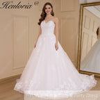HEULORIA princess wedding dress strapless lace applique Plus Size Ball Gown bride dress lace up robe de mariee BA-610