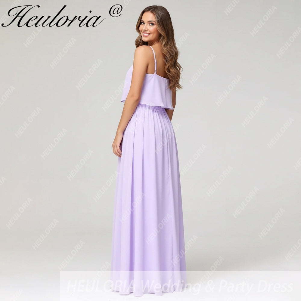 HEULORIA Long Bridemaid dress sweetheart neck chiffon party dress formal dress ED-120
