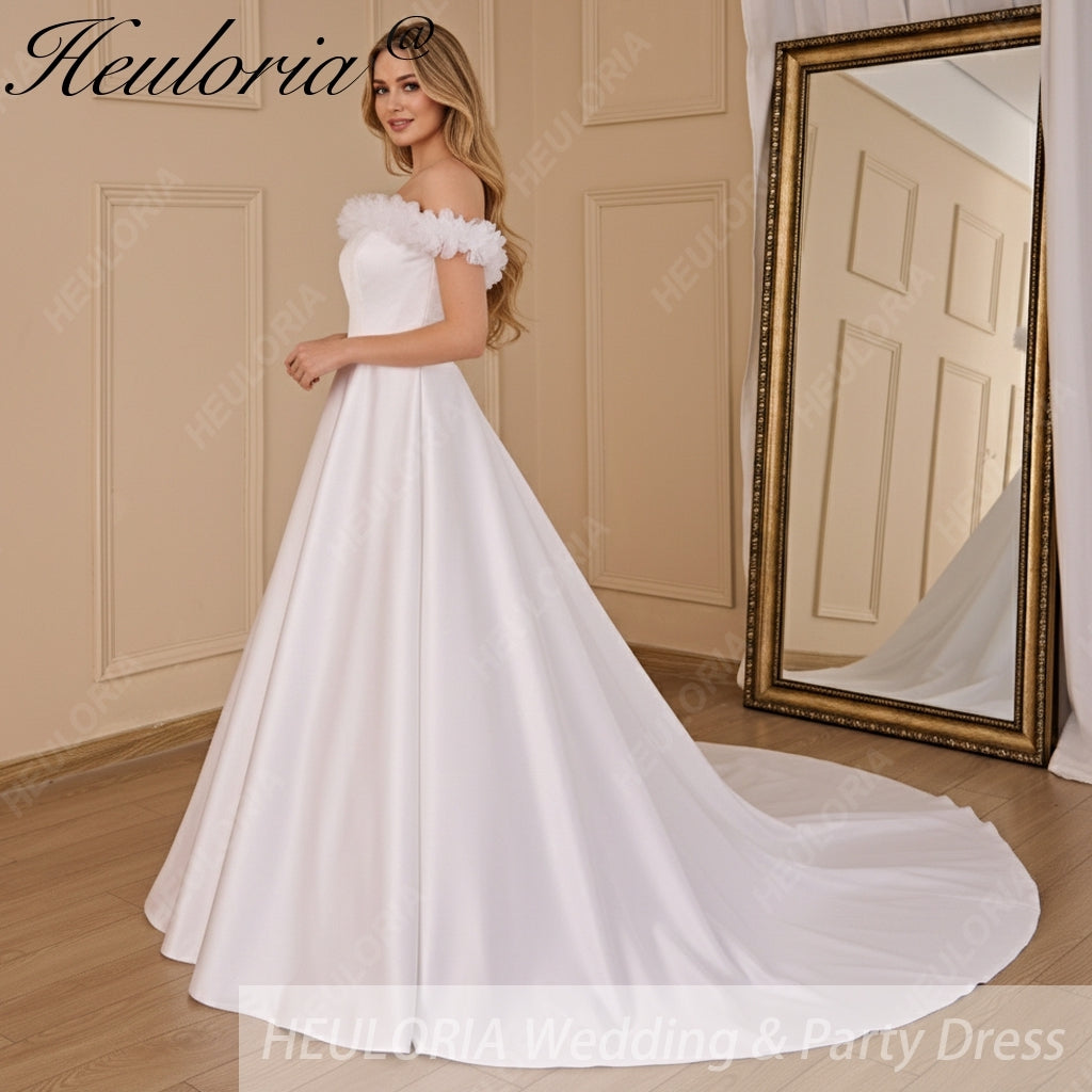 HEULORIA elegant off shoulder wedding dress lace Princess bridal dress Robe De Mariee Wedding Bride Dress AL-706