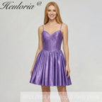 HEULORIA Sparkly Rhinestone Corset Satin Homecoming Dress - Sweetheart Neckline Spaghetti Strap Short Prom Gown ED-310