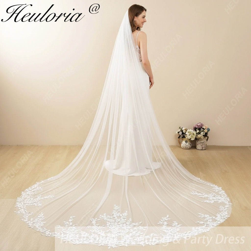 Cathedral Wedding Veil Lace bridal veil with Metal Comb Length 300cm width 300cm for Bride VL-29 Image secondaire du produit