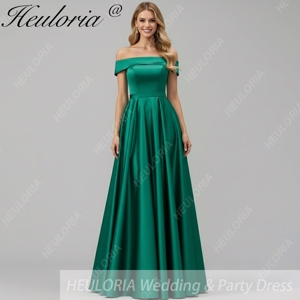 HEULORIA long evening dress off shoulder high slit satin party dress homecoming dress ED-21
