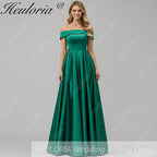 HEULORIA long evening dress off shoulder high slit satin party dress homecoming dress ED-21