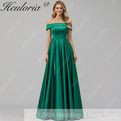 HEULORIA long evening dress off shoulder high slit satin party dress homecoming dress ED-21
