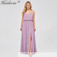 HEULORIA Long Bridemaid dress sweetheart neck chiffon party dress formal dress ED-119