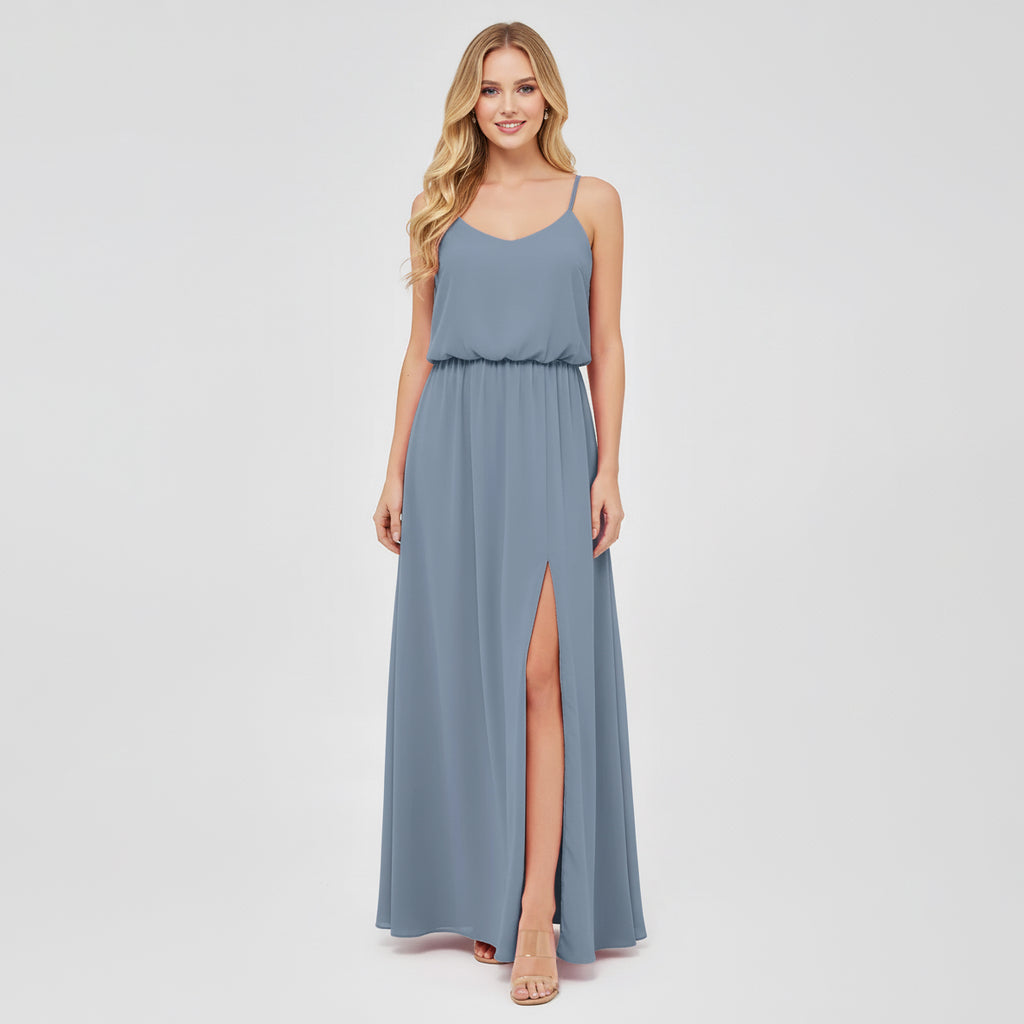 HEULORIA Long Bridemaid dress sweetheart neck chiffon party dress formal dress ED-119