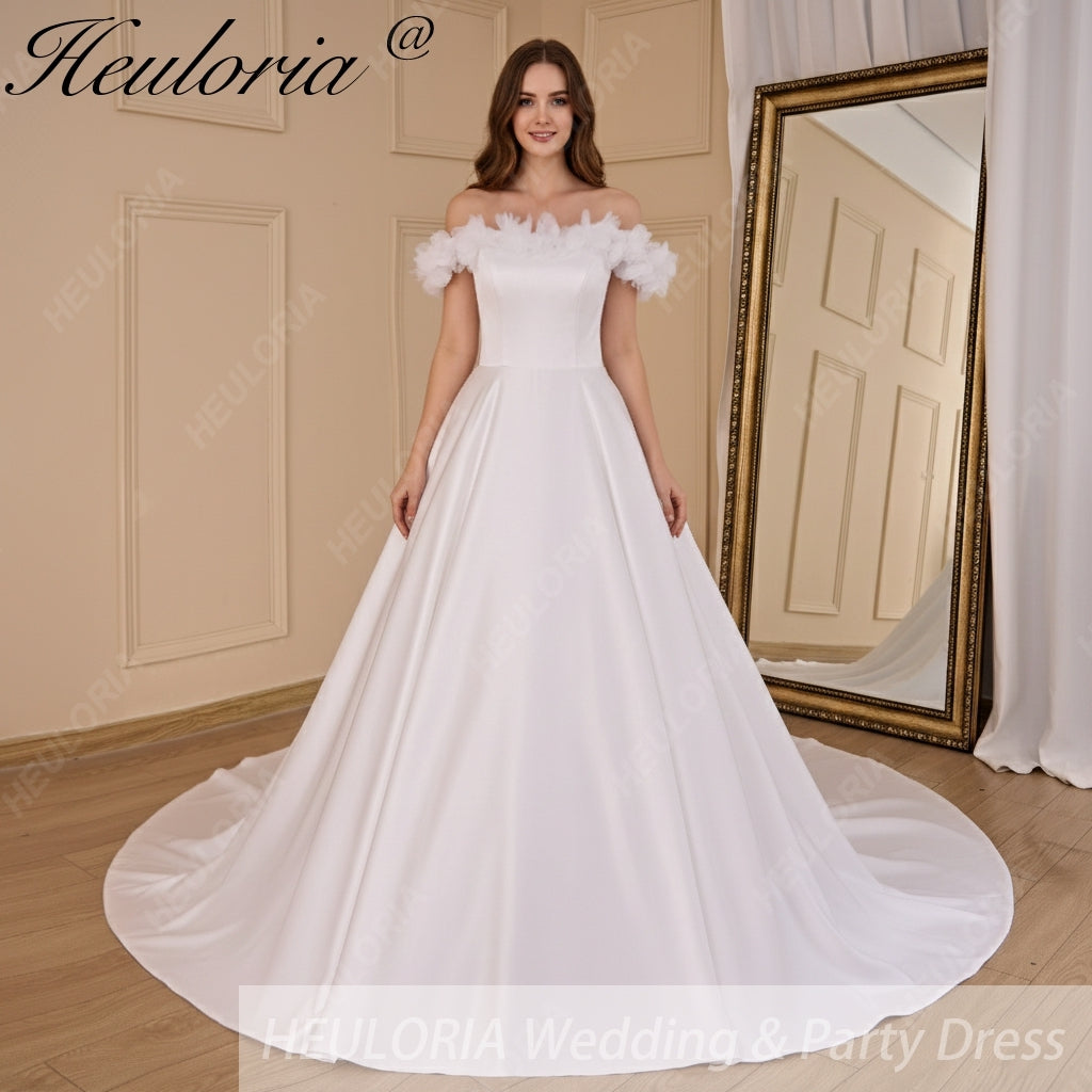 HEULORIA elegant off shoulder wedding dress lace Princess bridal dress Robe De Mariee Wedding Bride Dress AL-706 Imagen principal del producto