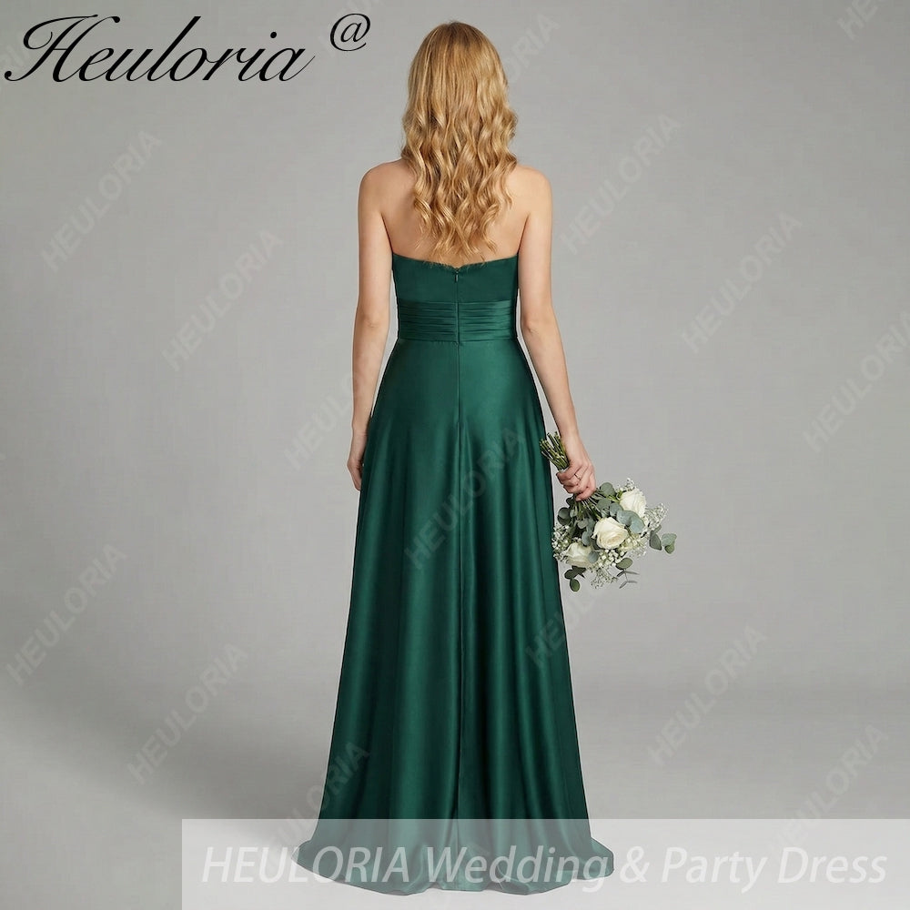 HEULORIA Strapless Twisted Knot Cut-Out Satin A-Line Floor-Length Bridesmaid & Evening Gown ED-265 Image secondaire du produit