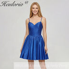 HEULORIA Sparkly Rhinestone Corset Satin Homecoming Dress - Sweetheart Neckline Spaghetti Strap Short Prom Gown ED-310