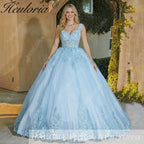 HEULORIA Floral Lace Quinceañera Dress with Crystal Beading BA-1257