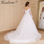 HEULORIA elegant Wedding Dress off shoulder puff sleeve A Line bride dress robe de mariee 3D floral  Bridal Gown BA-637