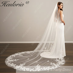 Vintage Lace Wedding Veils Floral Cathedral Veil,Floral Lace Cathedral Length Veil,Flowery Chapel Wedding Veil,Lace Chapel Length Veil/  VL-151