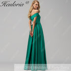 HEULORIA long evening dress off shoulder high slit satin party dress homecoming dress ED-21