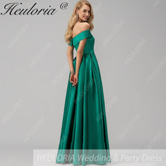 HEULORIA long evening dress off shoulder high slit satin party dress homecoming dress ED-21