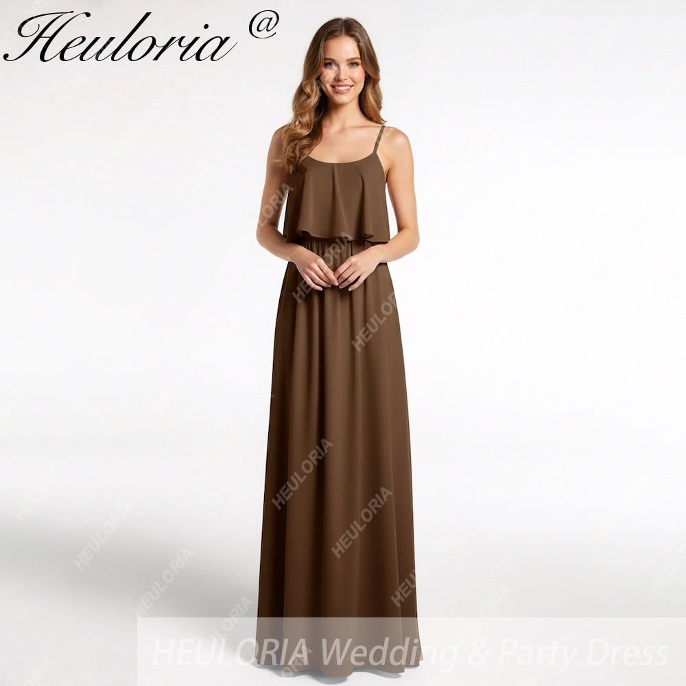 HEULORIA Long Bridemaid dress sweetheart neck chiffon party dress formal dress ED-120