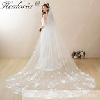 Cathedral Wedding Veil Lace bridal veil with Metal Comb Length 300cm width 300cm for Bride VL-129