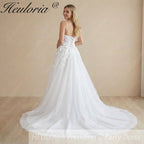 HEULORIA  elegant A line wedding dress Spaghetti Strap lace applique bridal dress Robe De Mariee Wedding Bride Dress AL-999