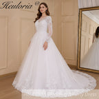HEULORIA Princess Ball Gown Wedding Dress long sleeve sweetheart plus size robe de mariee Lace beading bride dress court train BA-640