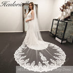 Vintage Lace Wedding Veils Floral Cathedral Veil,Floral Lace Cathedral Length Veil,Flowery Chapel Wedding Veil,Lace Chapel Length Veil/  VL-42