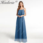 HEULORIA Long Bridemaid dress sweetheart neck chiffon party dress formal dress ED-120