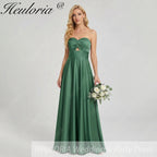 HEULORIA Strapless Twisted Knot Cut-Out Satin A-Line Floor-Length Bridesmaid & Evening Gown ED-265