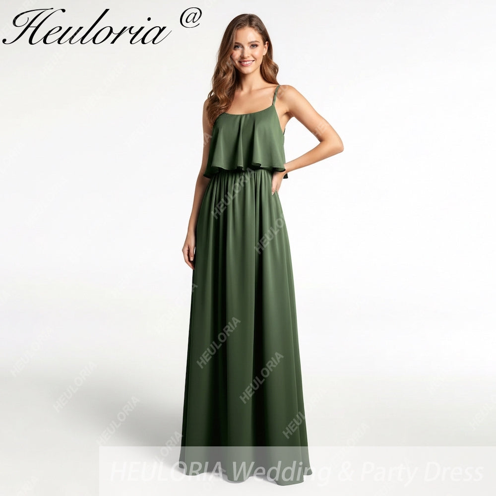 HEULORIA Long Bridemaid dress sweetheart neck chiffon party dress formal dress ED-120