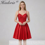 HEULORIA Sparkly Rhinestone Corset Satin Homecoming Dress - Sweetheart Neckline Spaghetti Strap Short Prom Gown ED-310
