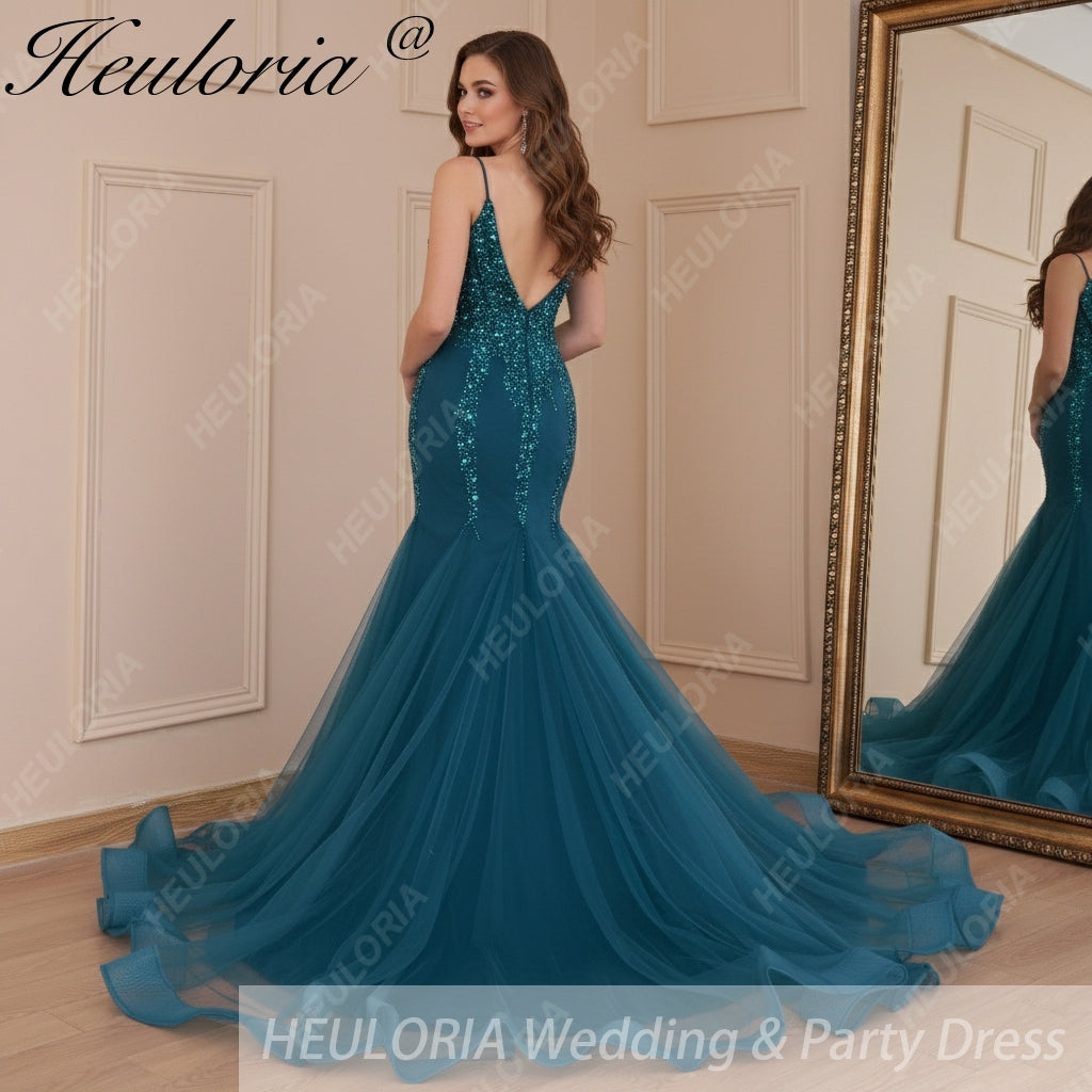 HEULORIA Sweetheart Lace Beading Mermaid Evening Dresses Long Formal Prom Dresses Immagine secondaria del prodotto