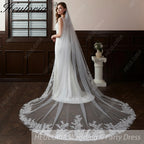 Vintage Lace Wedding Veils Floral Cathedral Veil,Floral Lace Cathedral Length Veil,Flowery Chapel Wedding Veil,Lace Chapel Length Veil  VL-46