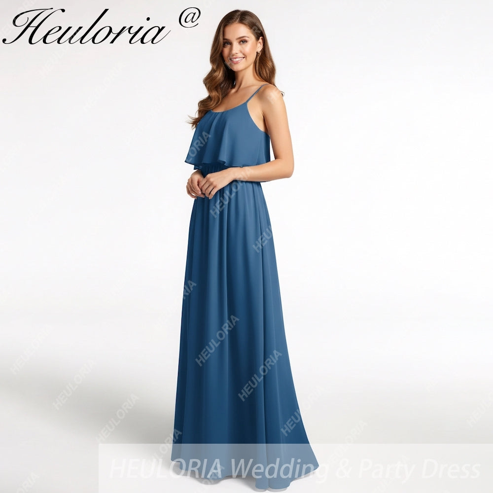 HEULORIA Long Bridemaid dress sweetheart neck chiffon party dress formal dress ED-120
