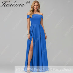HEULORIA long evening dress off shoulder high slit satin party dress homecoming dress ED-21