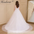 HEULORIA Elegant lace applique Boho Wedding Dress bride dress V neck plus size  A line Wedding Bride Gown AL-627A