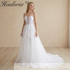 HEULORIA  elegant A line wedding dress Spaghetti Strap lace applique bridal dress Robe De Mariee Wedding Bride Dress AL-999