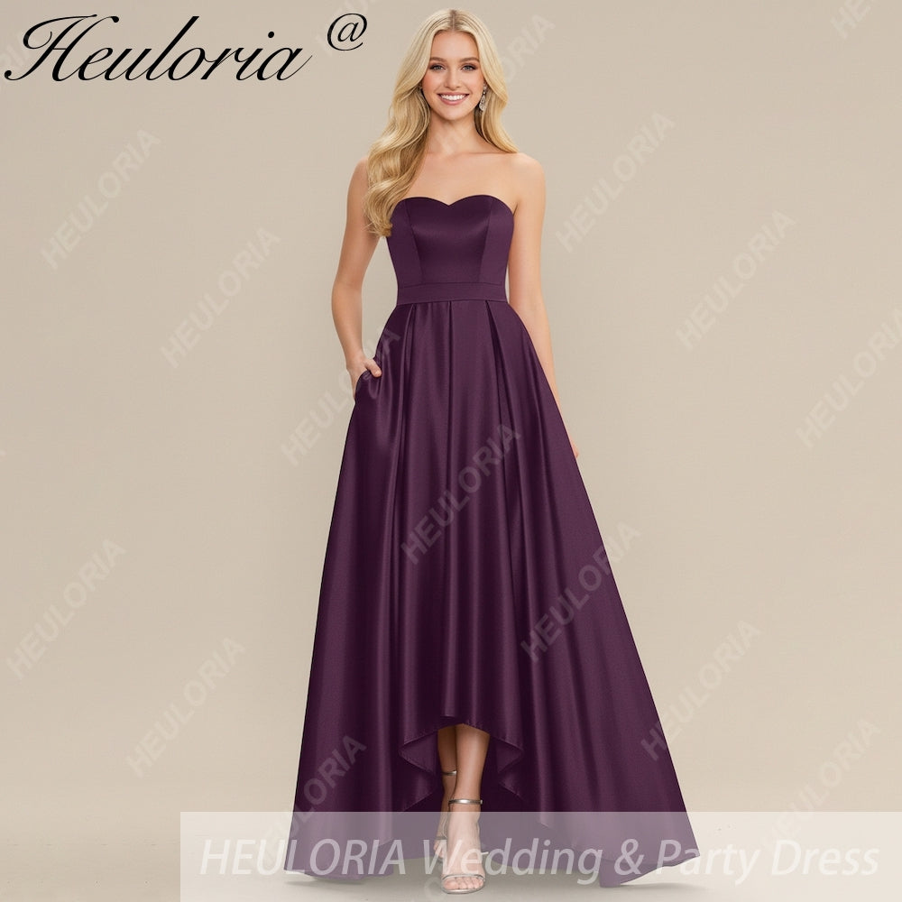 HEULORIA long evening dress strapless satin party dress homecoming dress ED-22