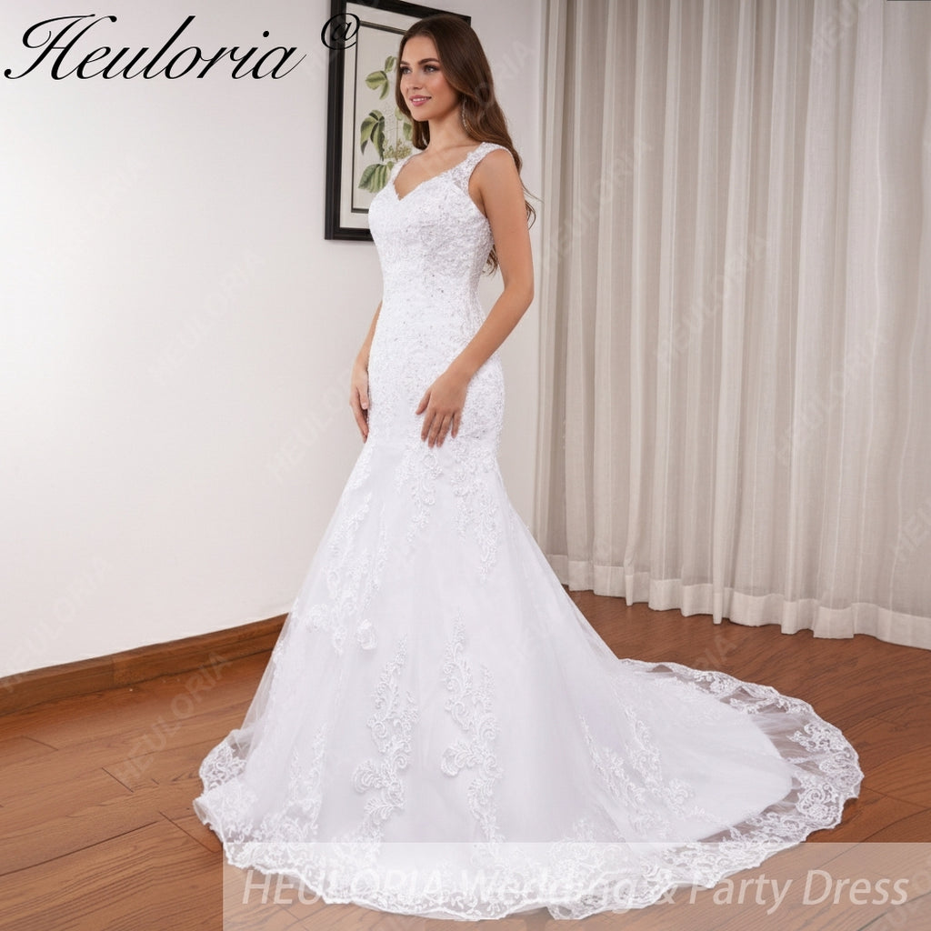 HEULORIA vintage Mermaid Wedding Dress sweetheart lace beading bride dress Robe de mariage customize ME-622