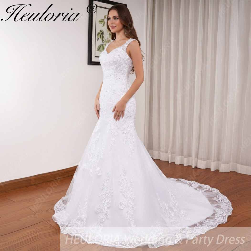 HEULORIA vintage Mermaid Wedding Dress sweetheart lace beading bride dress Robe de mariage customize ME-622