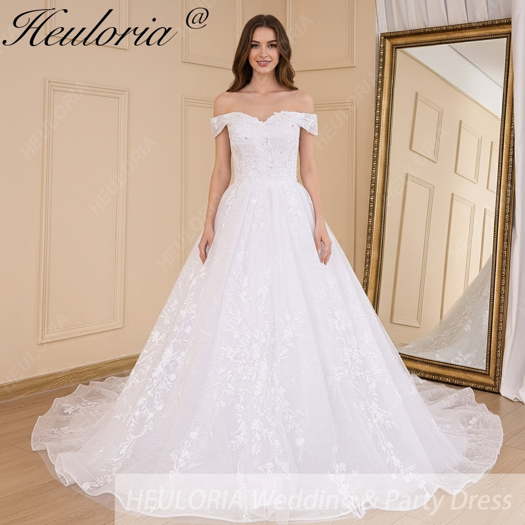 HEULORIA elegant ball gown princess wedding dress off shoulder lace beading bride dress Robe De Mariee Wedding gown BA-600 Imagen principal del producto