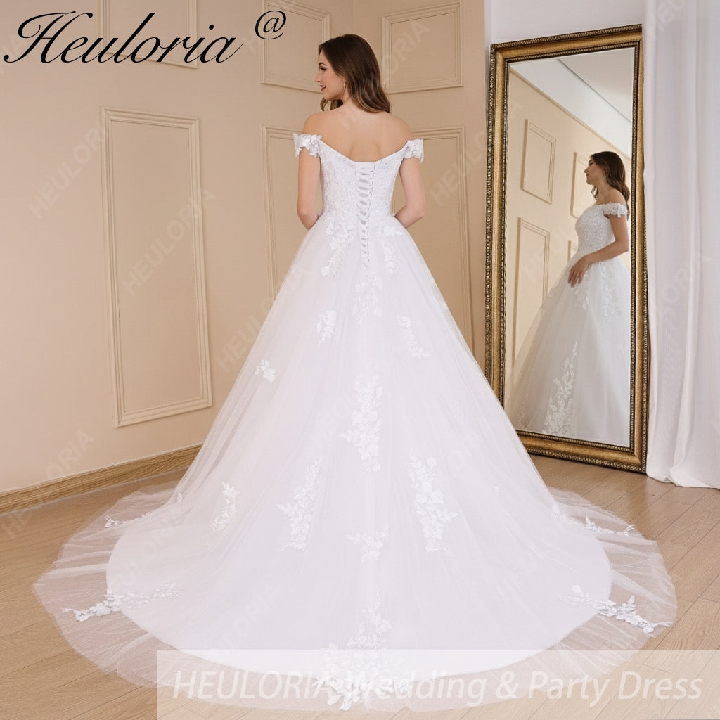 HEULORIA elegant off shoulder wedding dress lace Princess bridal dress Robe De Mariee Wedding Bride Dress BA-598 Imagen secundaria del producto