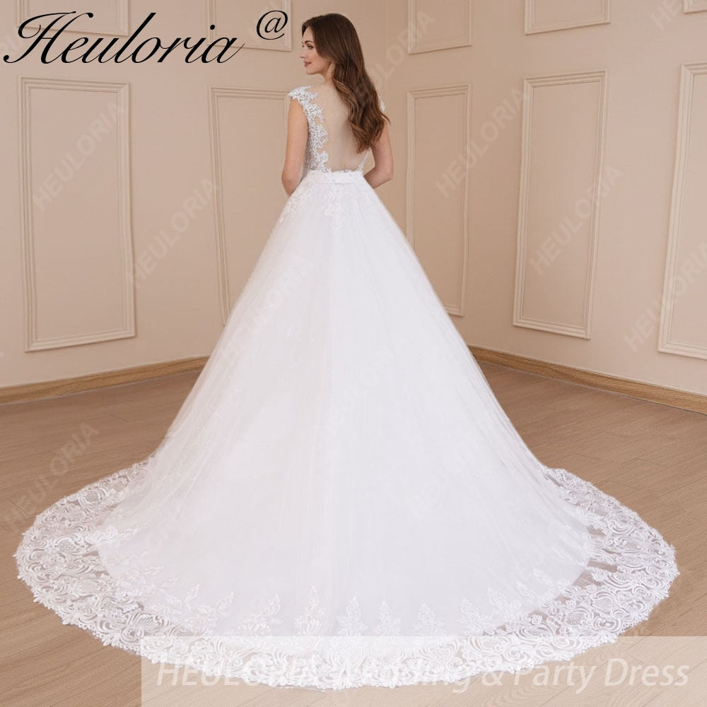 HEULORIA Princess Ball Gown Wedding Dress sleeveless bride dress Sweetheart plus size robe de mariee Lace beading Wedding Bridal Gown BA-586