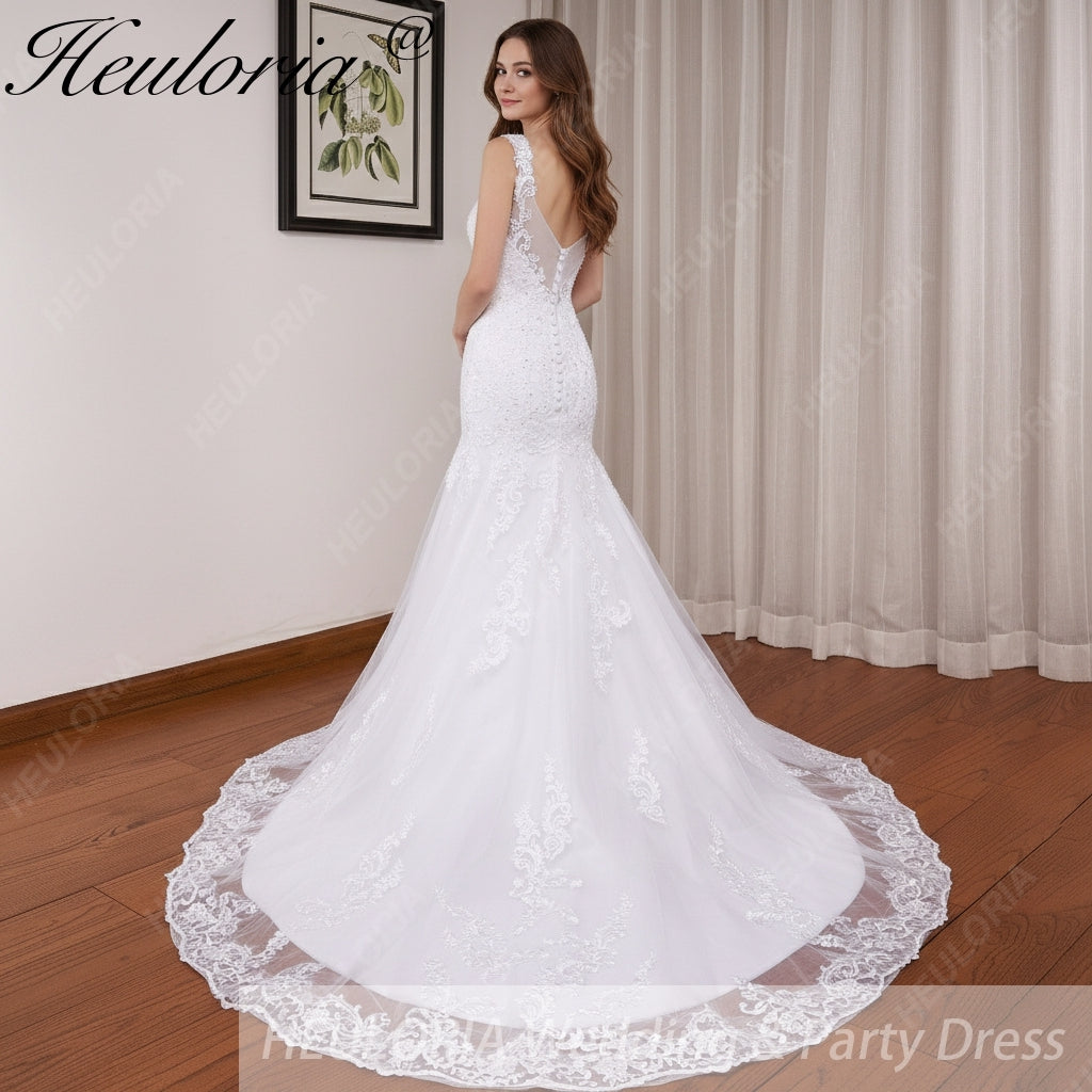 HEULORIA vintage Mermaid Wedding Dress sweetheart lace beading bride dress Robe de mariage customize ME-622