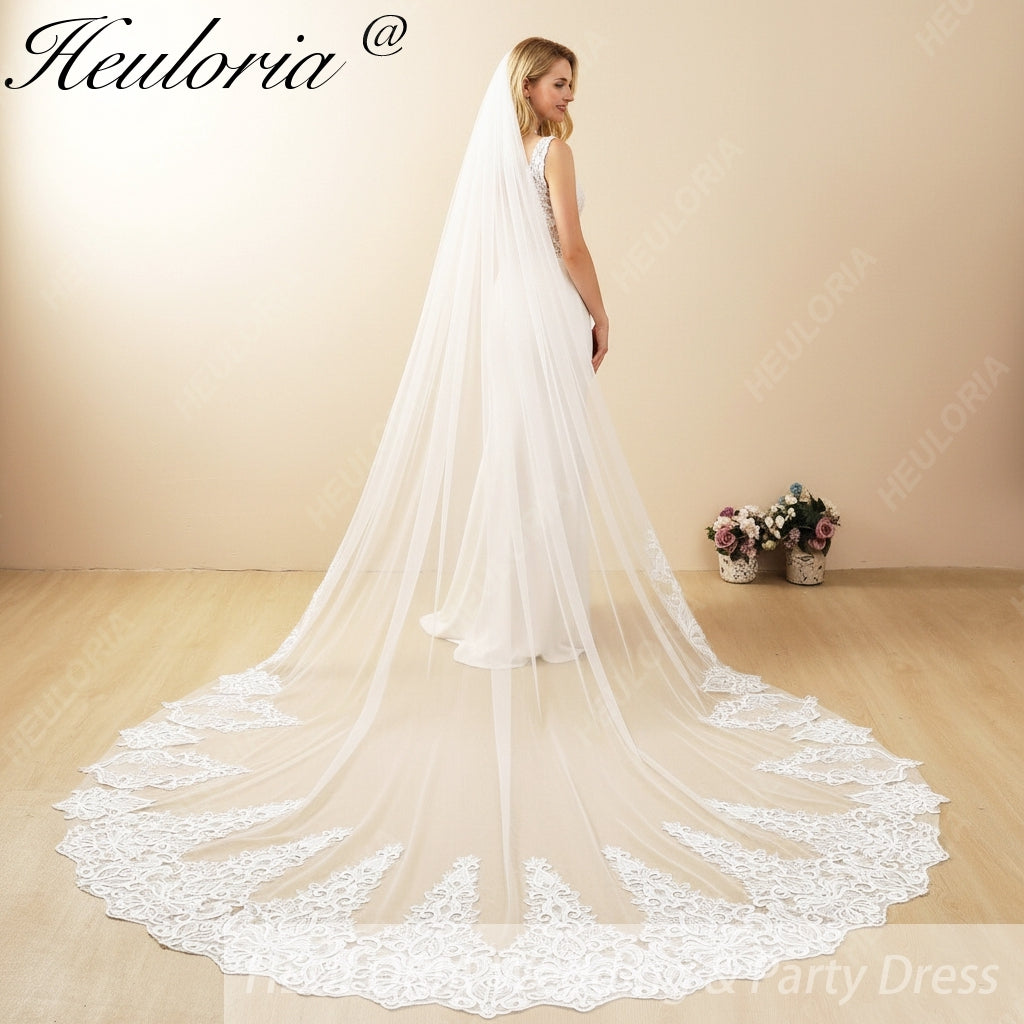 Cathedral Wedding Veil Lace bridal veil with Metal Comb Length 300cm width 300cm for Bride VL-119