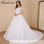 HEULORIA Princess Ball Gown Wedding Dress plus size off shoulder robe de mariee shinny sequined lace Wedding bride dress BA-603A