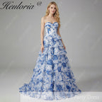 HEULORIA Vintage-Inspired Strapless Floral Gown: Sweetheart Corset Bodice Tiered Ruffle Evening Dress ED-233