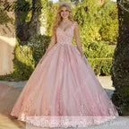 HEULORIA Floral Lace Quinceañera Dress with Crystal Beading BA-1257
