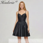 HEULORIA Sparkly Rhinestone Corset Satin Homecoming Dress - Sweetheart Neckline Spaghetti Strap Short Prom Gown ED-310