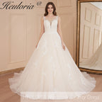 HEULORIA Wedding dress V neck sparky Gliter skirt Bridal dress lace appliqueRobe De Mariee Wedding Bride Dress AL-561