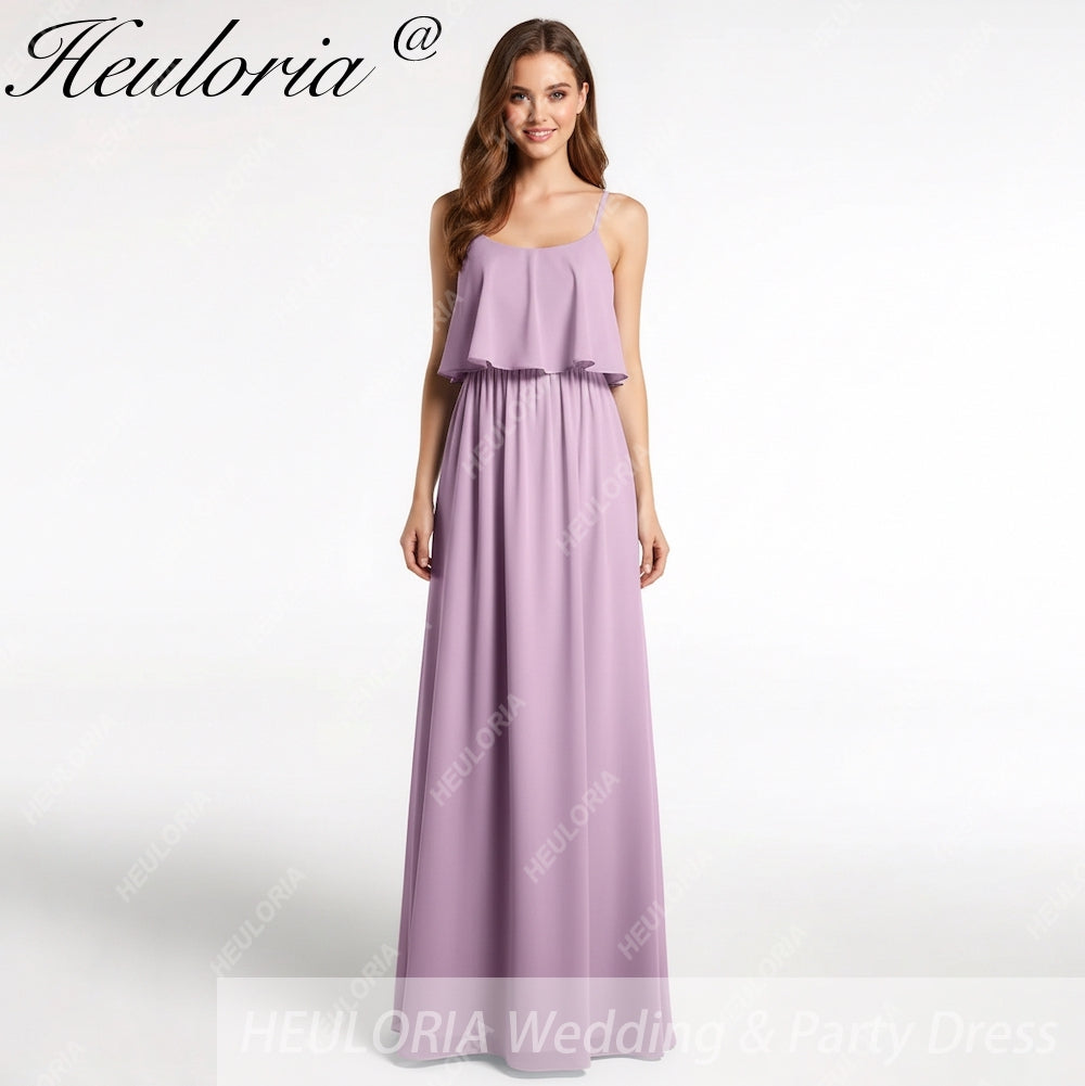 HEULORIA Long Bridemaid dress sweetheart neck chiffon party dress formal dress ED-120