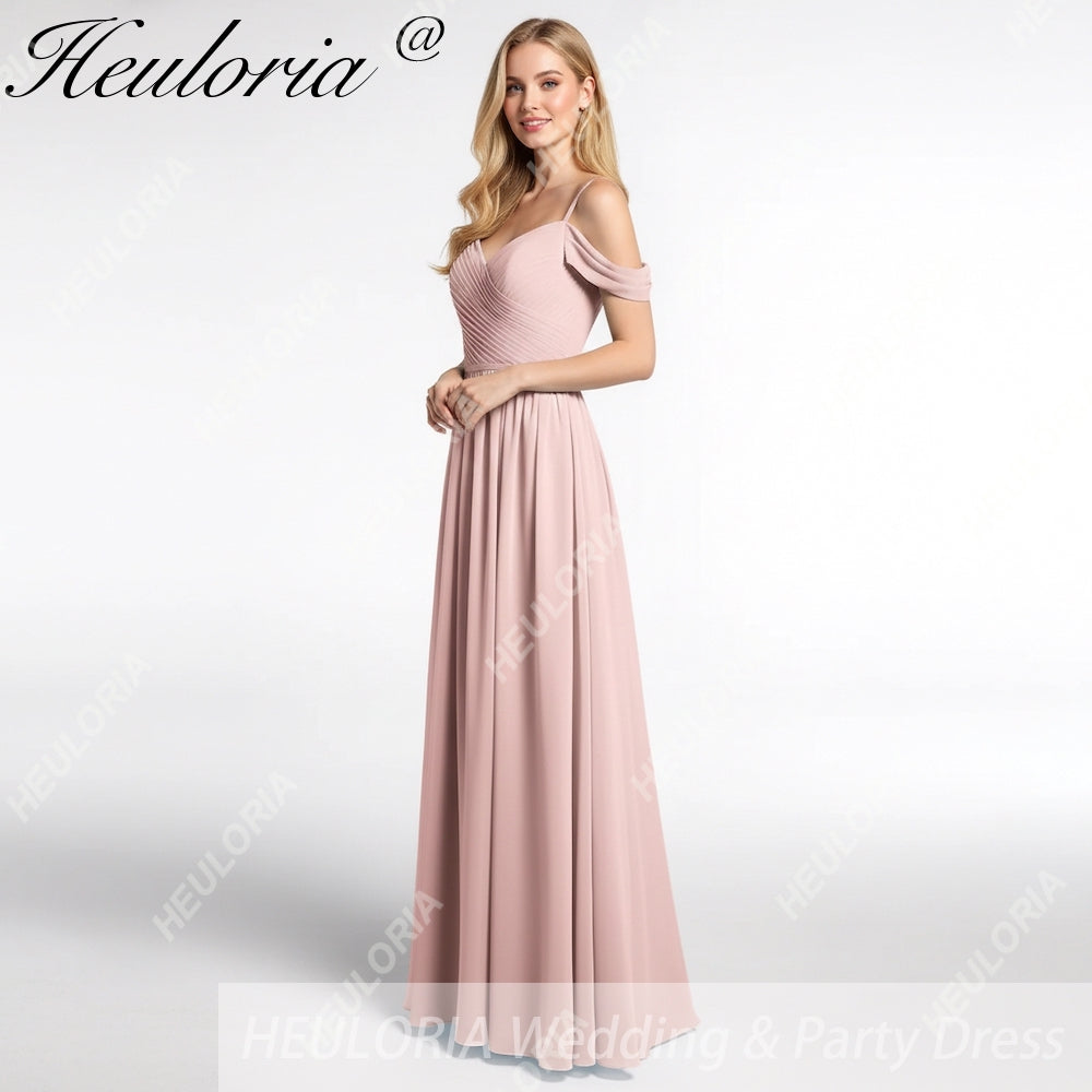 HEULORIA Long Bridemaid dress sweetheart neck chiffon party dress formal dress ED-122