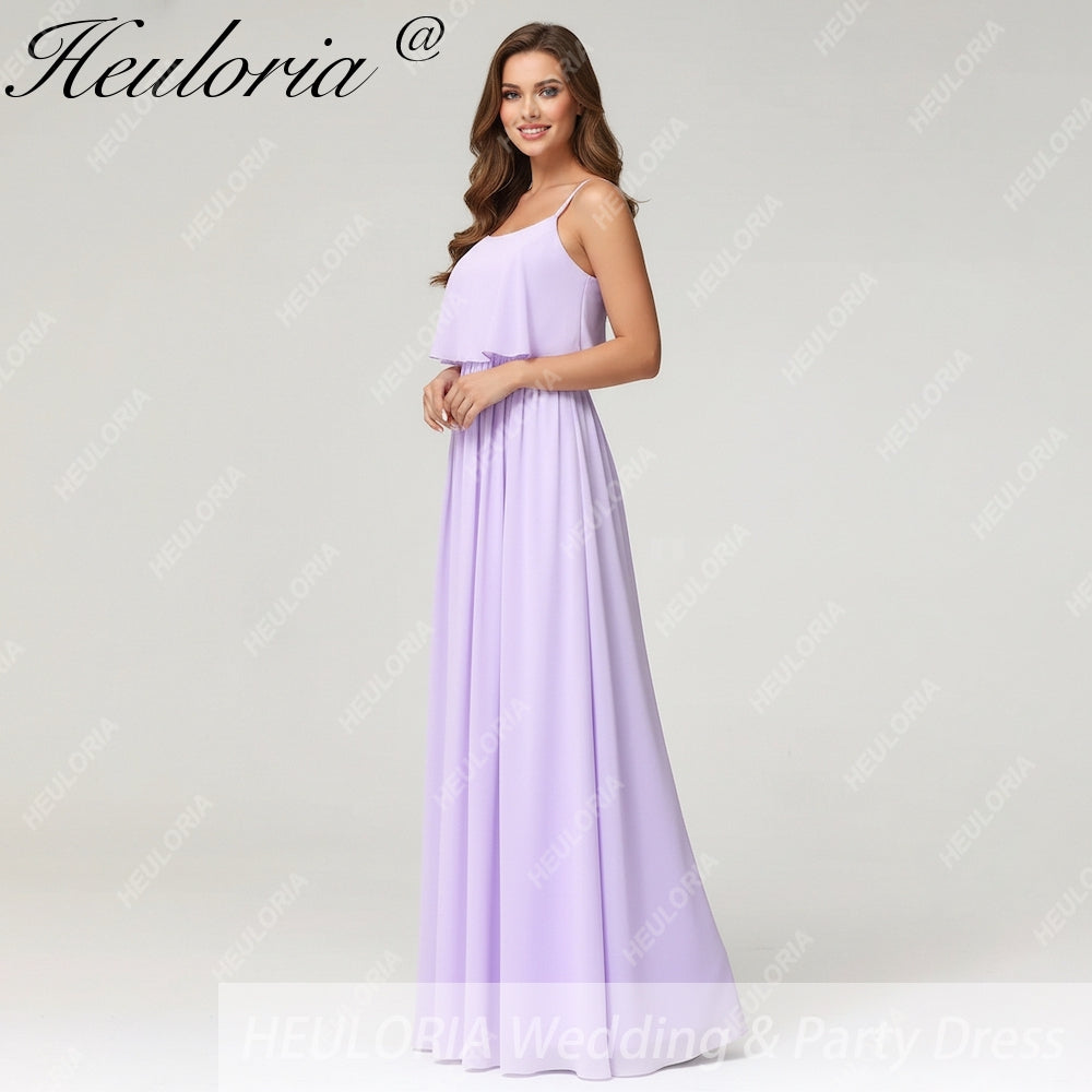 HEULORIA Long Bridemaid dress sweetheart neck chiffon party dress formal dress ED-120